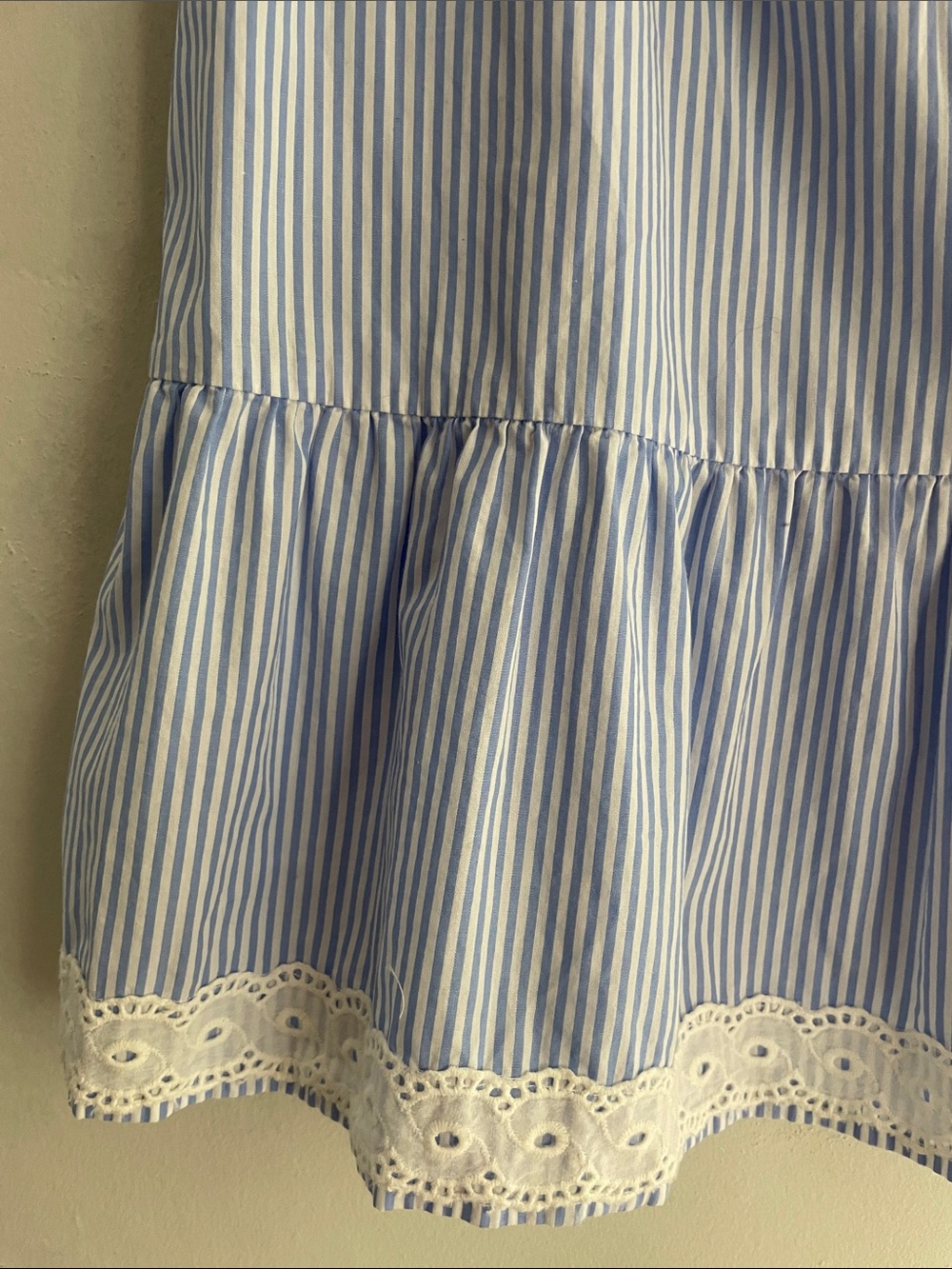 Sail to Sable Coastal Blue & White Striped Ruffle Hem Dress L - Picture 4 of 8